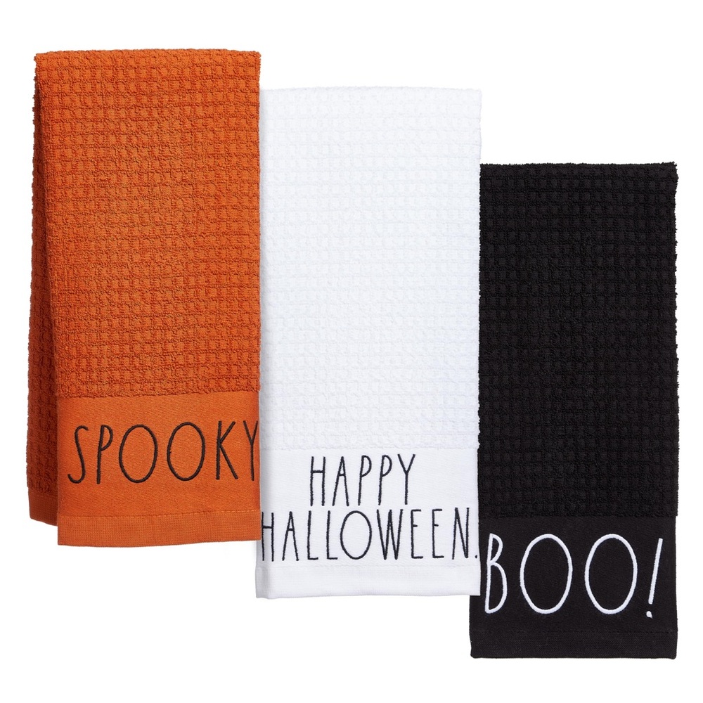 Rae Dunn 3pc Halloween Themed Kitchen Towels